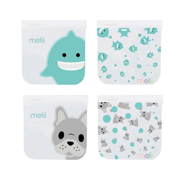 Pack de 4 Bolsas Reutilizables Para Snacks Bulldog-Tiburón