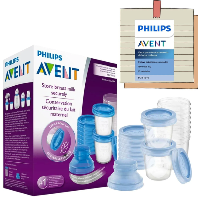 Vasos de almacenamiento para leche materna
Set 10 vasitos de 180 ml