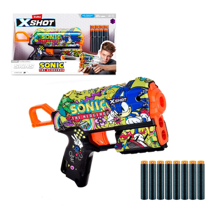 LANZA DARDOS FLUX SKINS SONIC CON 8 DARDOS X-SHOT
