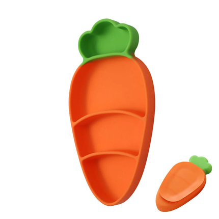 Plato de Silicona con Succión Zanahoria