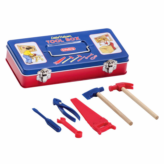 TIN TOOL BOX WHITH TOOLS
