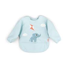 Babero grande con mangas y bolsillo Elefante Azul 6-18 meses