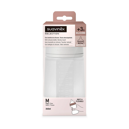 MAMADERA 240 ML TETINA FISIOLOGICA SILICONA SX PRO GRIS COLOUR ESSENCE