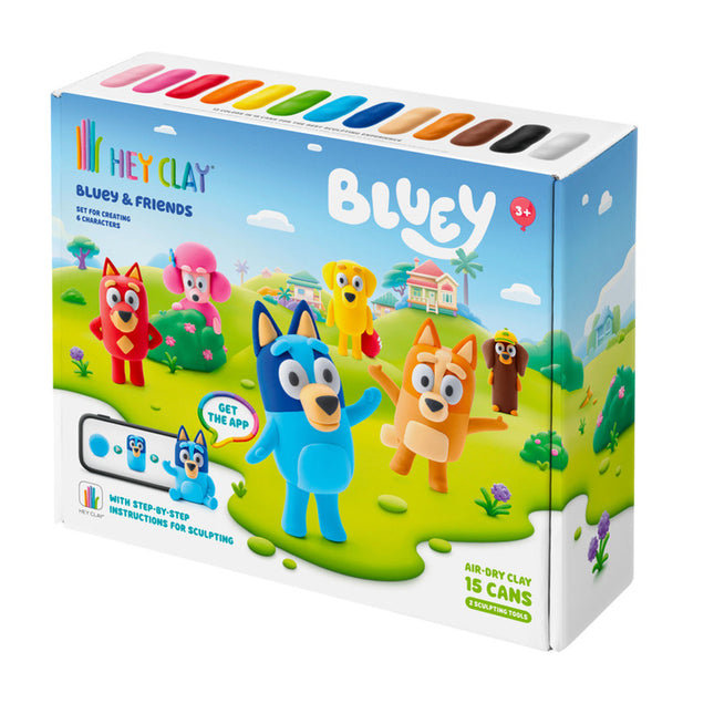 HEY CLAY PLASTICINA BLUEY Y SUS AMIGOS, PACK DE 15 COLORES
