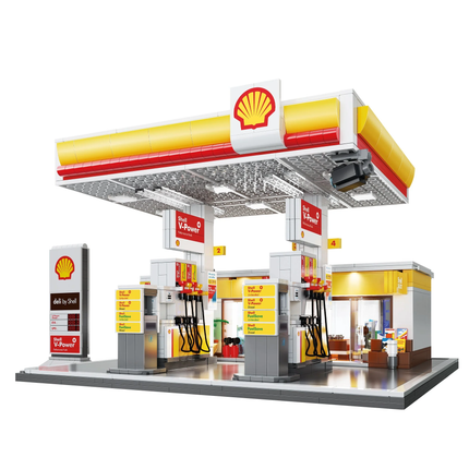 Set Armable Shell Gas Station , Completo Incluye Kit luces USB. 1309 Piezas