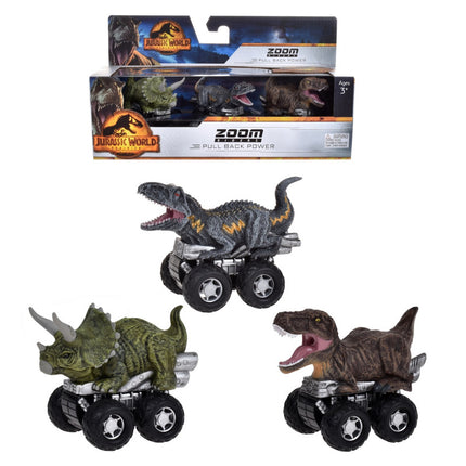 PACK 3 DINOSAURIOS VEHICULO PULLBACK JURASSIC WORLD