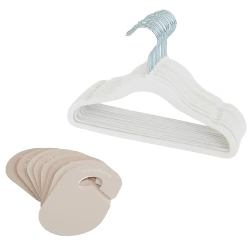 Set de Separadores + Colgadores de Terciopelo color crema