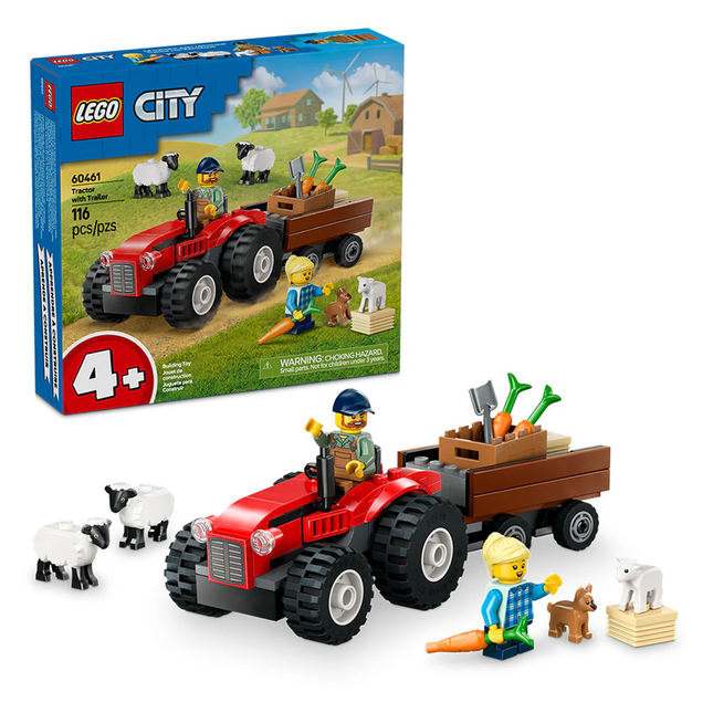 LEGO CITY TRACTOR ROJO CON REMOLQUE Y OVEJA