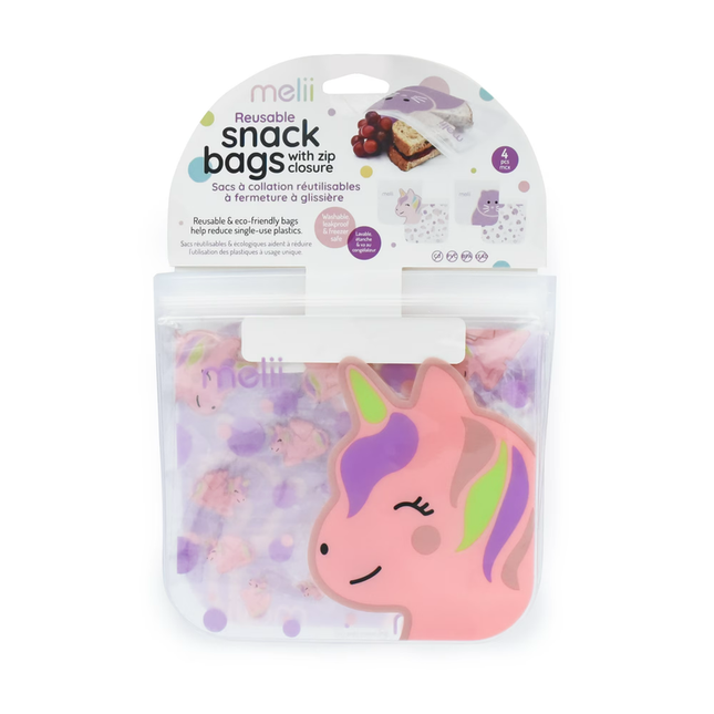 Pack de 4 Bolsas Reutilizables Para Snacks Gato-Unicornio