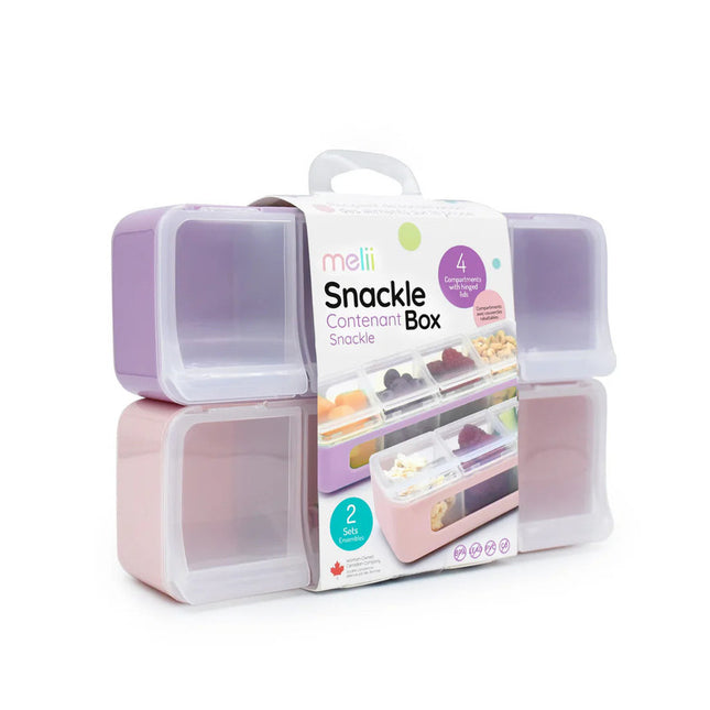 Pack de 2 contenedores de 4 compartimientos Rosado - Morado