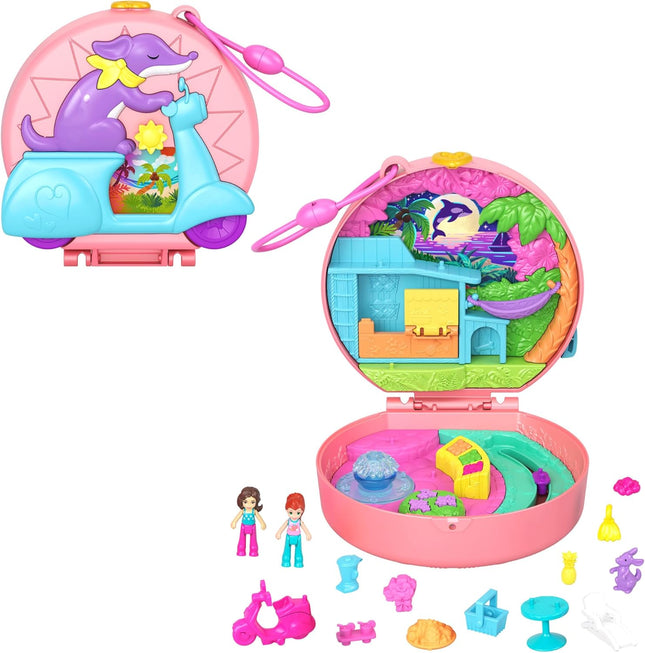 Polly Pocket Set Compacto Mundo Sorpresa Perrito en Moto
