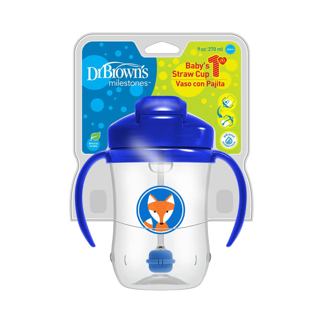 1er Vaso con asas y pajita 270ml 6M+ azul