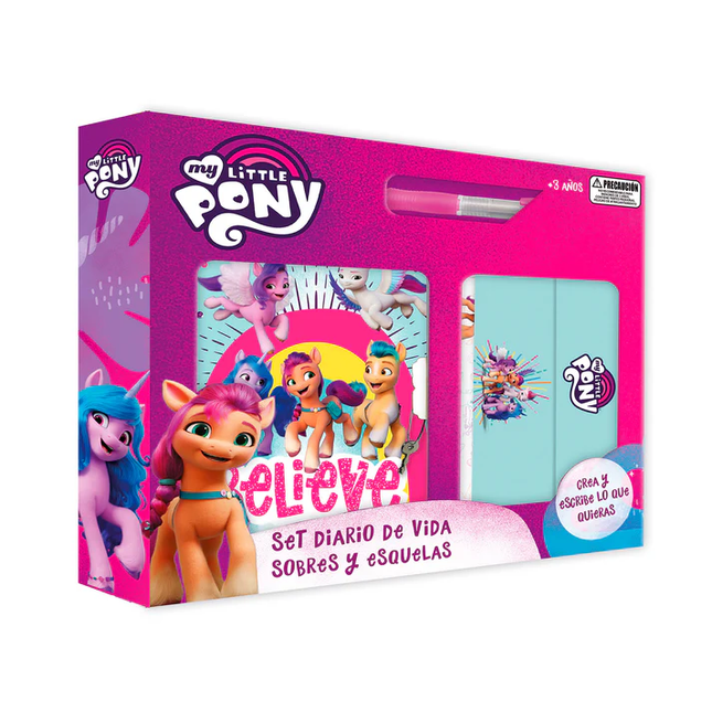 SET DIARIO CON LAPIZ SOBRES Y ESQUELAS 23X20 CM MY LITTLE PONY HASBRO