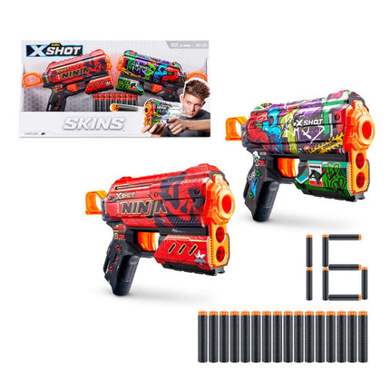 PACK 2 LANZA DARDOS FLUX SKINS CON 16 DARDOS X-SHOT
