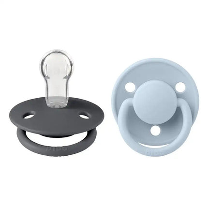 PACK 2 CHUPETES BIBS SILICONA 0-6 MESES IRON/BABY BLUE
