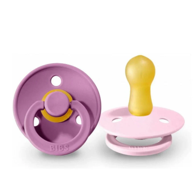 PACK 2 CHUPETES BIBS CAUCHO 0-6 MESES  LAVENDER/BABY PINK