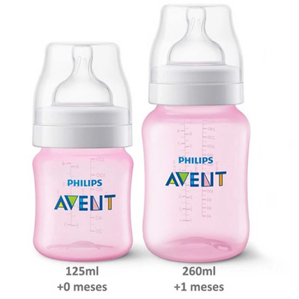 Set de mamaderas anti-colic pink 125 ML+260ML