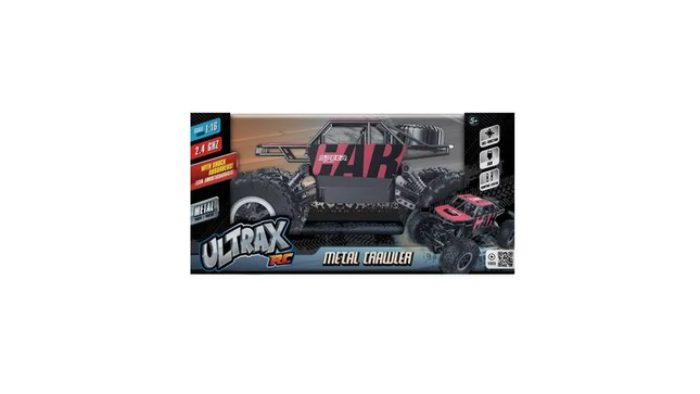 Auto RC metálico escala 1:16 con control 2.4 GHz y batería recargable.