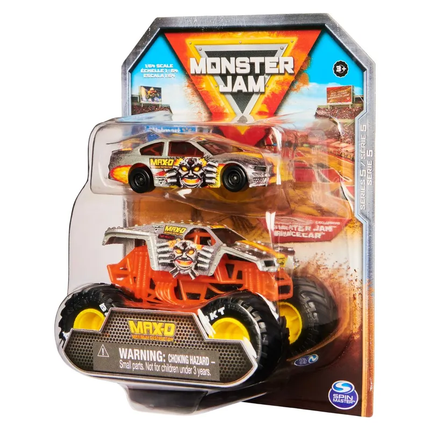 MONSTER JAM Y AUTO DE CARRERA 1:64