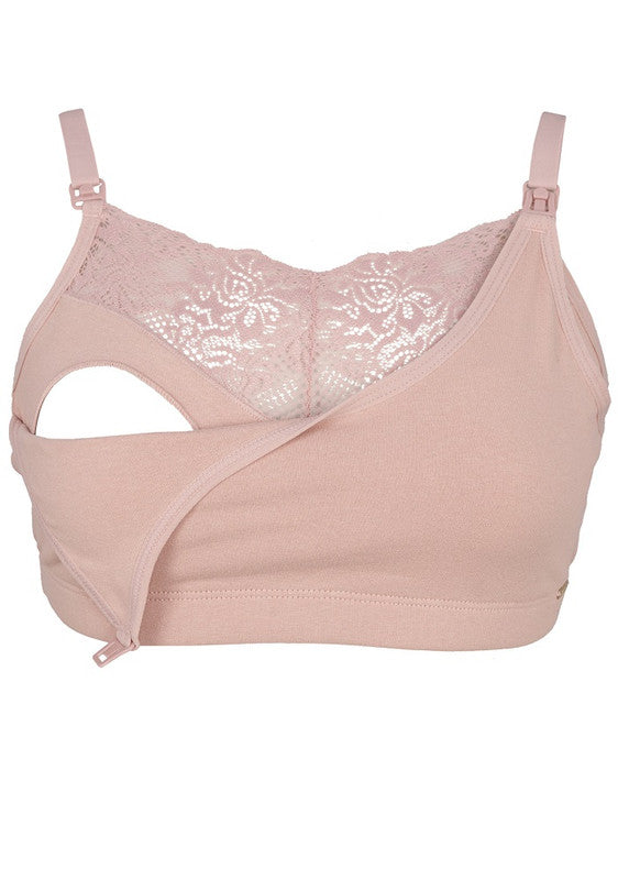 SOSTÉN DE LACTANCIA ALGODÓN - SEMI ENCAJE XL PALO ROSA