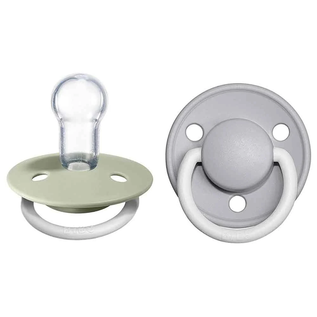 PACK 2 CHUPETES BIBS SILICONA  6-18 MESES SAGE GLOW/CLOUD GLOW