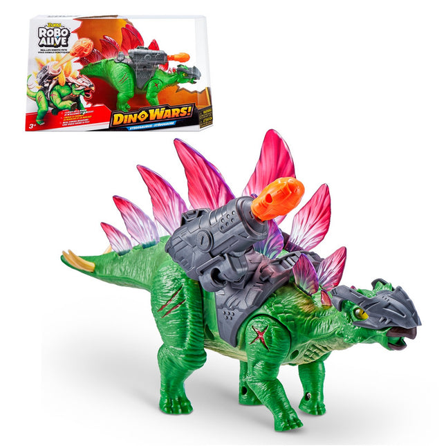DINOSAURIO STEGOSAURUS DINO WARS CON LANZADOR ROBO ALIVE DE ZURU