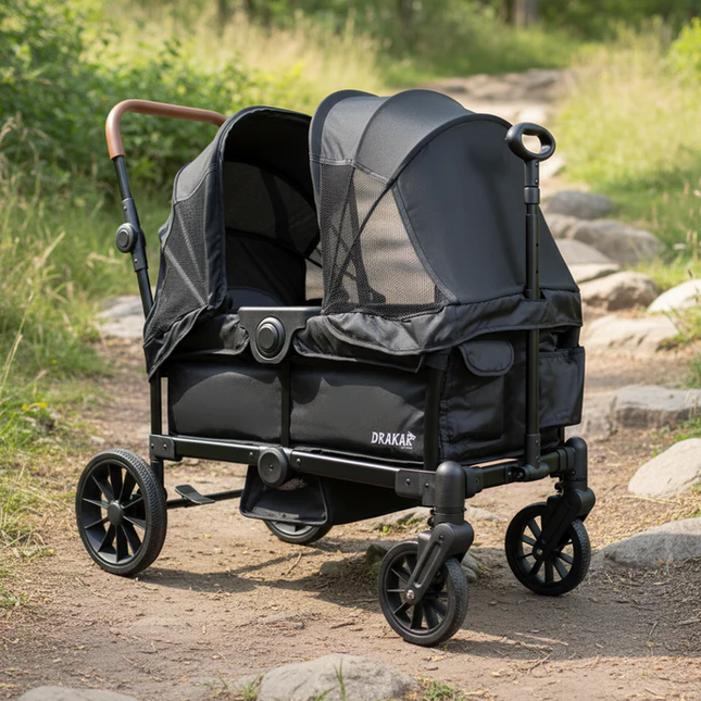 Coche y Carro de Paseo Doble Wagon Drakar Negro