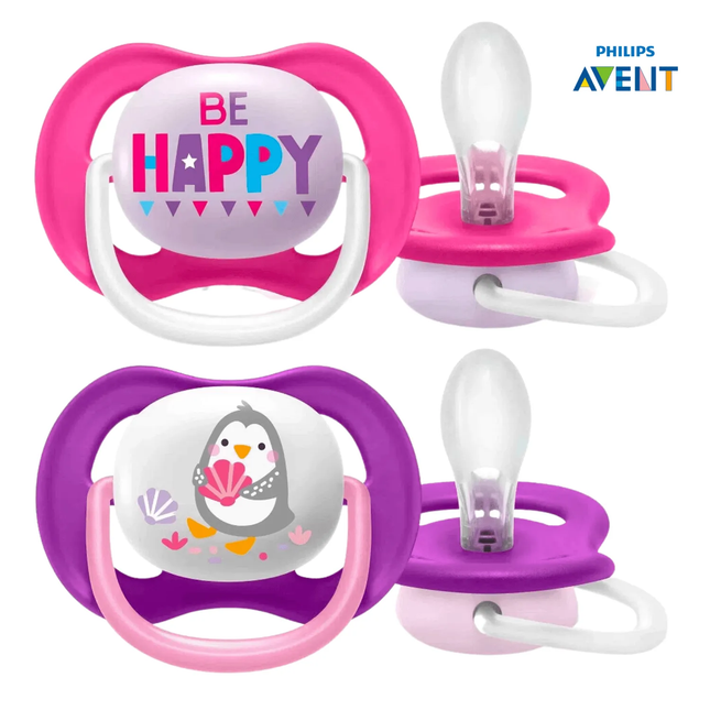 NUEVO! Chupete Ultra Air Collection,  Happy/Pinguino 6-18m, x2 unidades