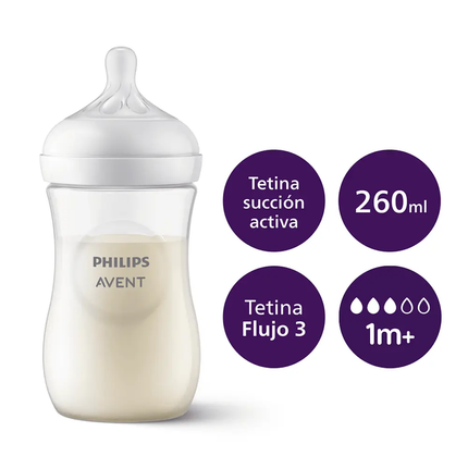 Mamadera Natural 3.0 260ml traslucida