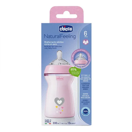 MAMADERA NATURAL FEELING 6M+ 330ML ROSADO COL
