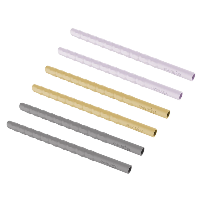Pack De 6 Bombillas De Silicona Lavanda-Amarillo-Gris