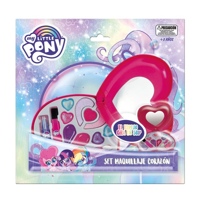 SET DE MAQUILLAJE CORAZON CON  ESPEJO ROTATORIO MY LITTLE PONY HASBRO