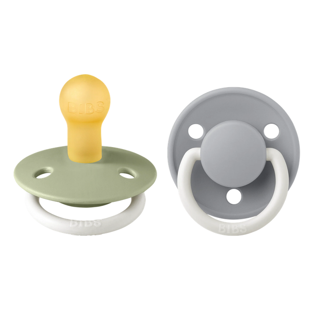 Chupete Bibs De Lux Redondo X2  Talla 1 (0 - 6 meses) Sage & Cloud Glow Night