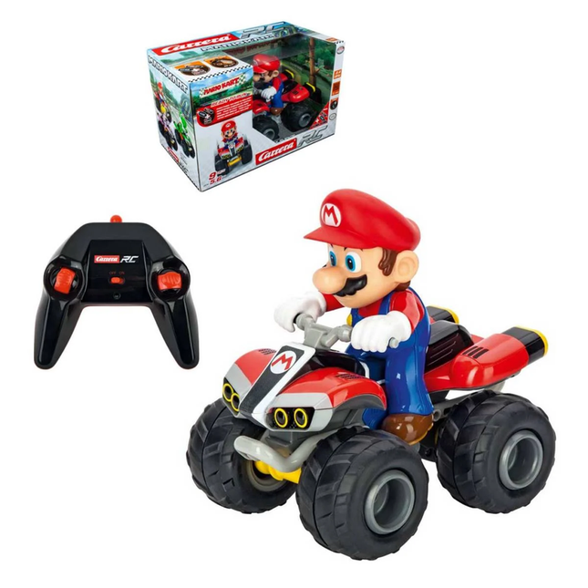 CUADRIMOTO RADIO CONTROLADA MARIO KART DE 20CMS ESCALA 1:20 CON PILAS RECARGABLES Y CABLE USB