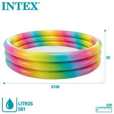 PISCINA INFLABLE 3 AROS CON PUNTOS DE COLORES 168X38 CM