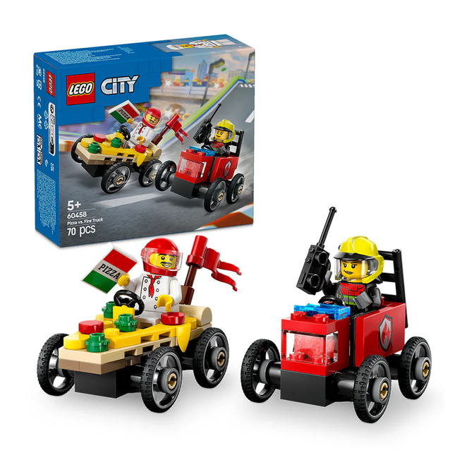 LEGO CITY PACK DE COCHES DE CARRERAS: PIZZA VS. CAMIÓN DE BOMBEROS