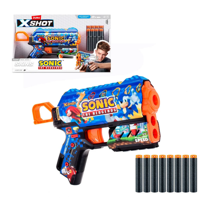 LANZA DARDOS SKIN MENACE SONIC CON 8 DARDOS X-SHOT