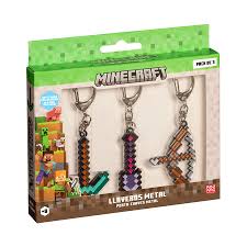 PACK DE 3 FIGURAS LLAVERO METALICO MINECRAFT