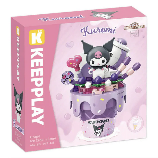 Playset Kuromi cono de helado Bloques de Construcción 128 pcs