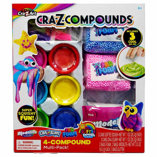 Cra-z-compounds Set con modelite, plasticina, slime y foam +3 sobres de glitter