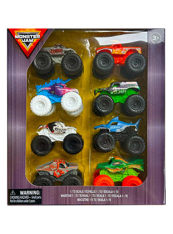 MONSTER JAM PACK 8 VEHICULOS 1:72
