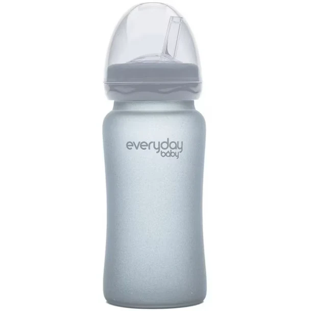 Mamadera De Vidrio Con Bombilla 240 ml Gris