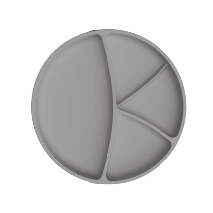 Plato De Silicona Con Ventosa Gris New