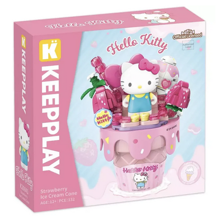 Playset hello Kitty cono de helado de fresa Bloques de Construcción 132 pcs