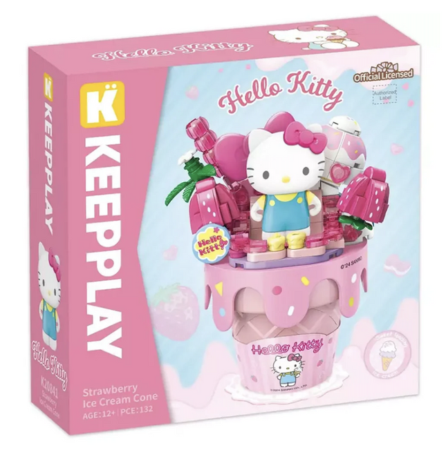 Playset hello Kitty cono de helado de fresa Bloques de Construcción 132 pcs