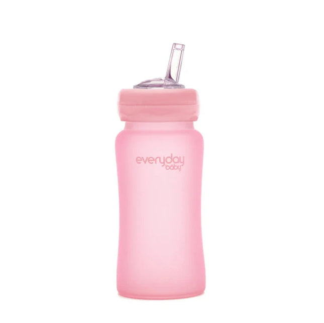 Mamadera De Vidrio Con Bombilla 240 ml Rosado