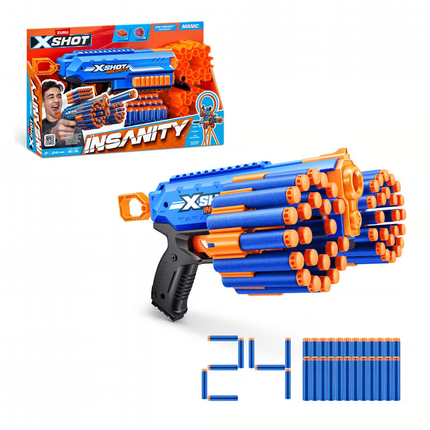 LANZA DARDOS INSANITY MANIC CON 24 DARDOS X-SHOT
