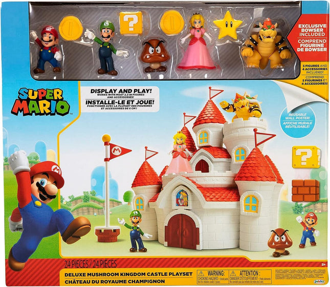 NINTENDO DELUXE MUSHROOM KINGDOM CASTLE PLAYSET W/ FIGURE