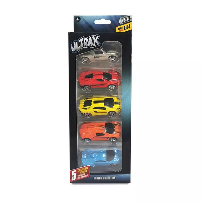 Pack de 5 autos metálicos a fricción libre. Surtido de 16 modelos.