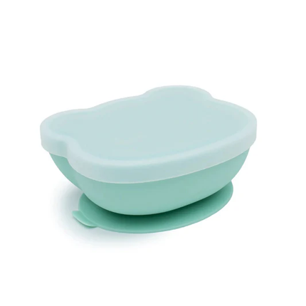 Bowl Oso con ventosa y tapa, Verde menta